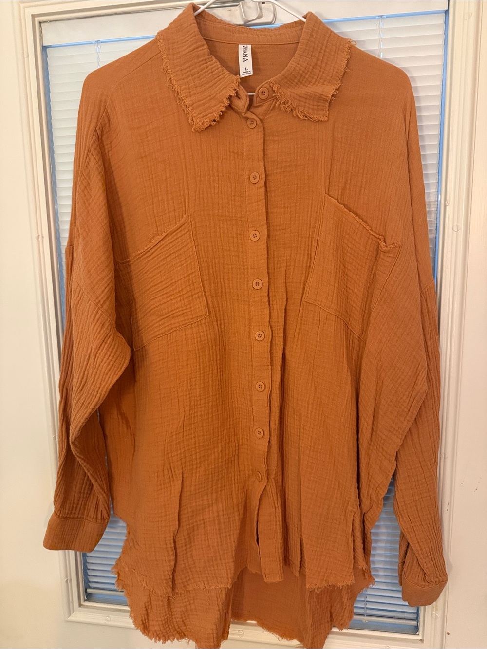 Zenana Outfitters Rust Orange Button-Down Casual Shirt